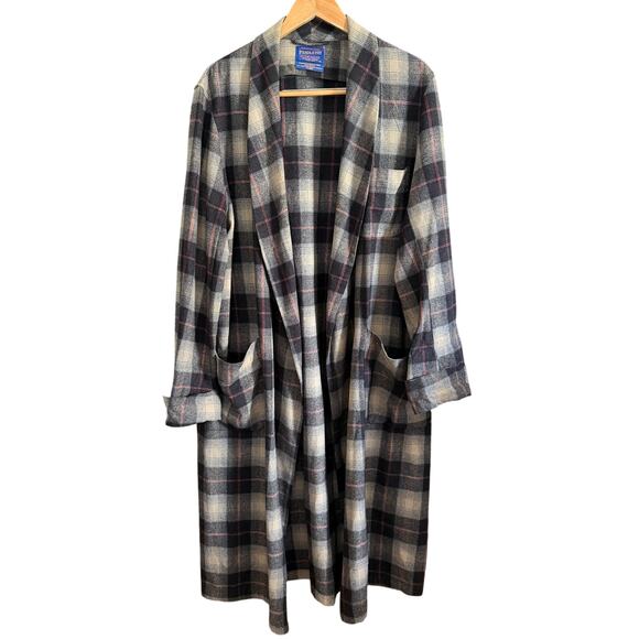 PENDLETON | 100% Virgin Wool Plaid Robe *Missing belt | Large - Picture 1 of 4